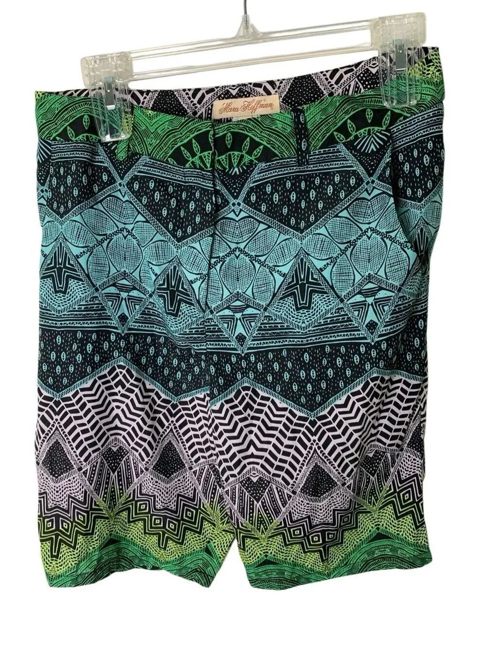 Mara Hoffman Bermuda shorts vibrant geometric Aztec print women's size 6